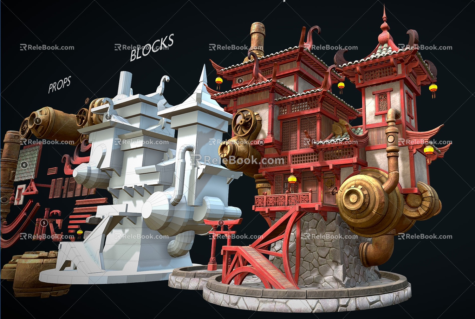 Modern Game House Chalet Building Japanese Style Bird House Sky City Animation House Building Bird House Sky City Animation Building Hayao Miyazaki Animation House 3d model