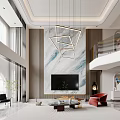 Modern Duplex Living Room Interior With Spacious Design And Stylish Lighting