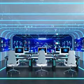 Advanced Control Room Featuring Multiple Monitor Screens Control Desks Digital Interfaces And Ergonomic Chairs