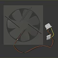 Household Square Fan With Plastic Housing Blades Wires And White Connector