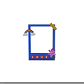 Blue Photo Frame Decorated With Rainbow White Clouds Yellow Tape Purple Flower And LOVE Hearts