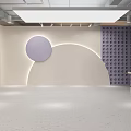 Modern School Interior With Circular Decor Arched Lighting And Perforated Wall 3d model
