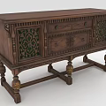Traditional Wooden Entryway Cabinet Sideboard With Carved Details And Decorative Panels