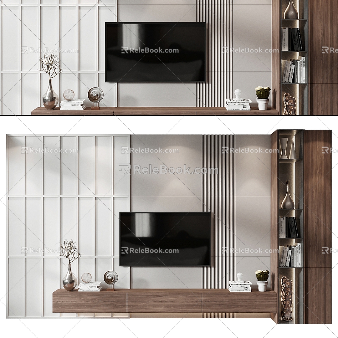 TV background wall TV cabinet solid wood TV cabinet finished TV cabinet model