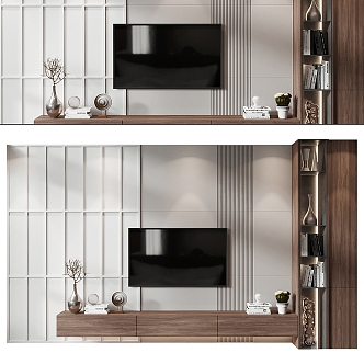 TV background wall TV cabinet solid wood TV cabinet finished TV cabinet 3d model