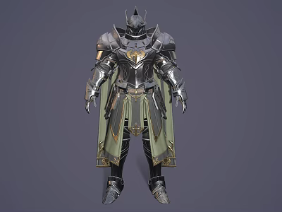 Ornate Medieval Knight Armor With Metallic Design Green Cape And Intricate Details 3d model