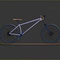 Purple Frame Bicycle With Blue Wheels And Orange Seat On Circular Wooden Platform