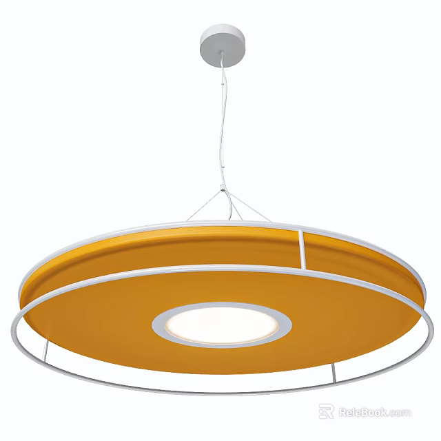 Modern Pendant Light with Orange Shade White Frame and Circular Light Source 3d model