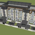 Scenic Modern Residential Community With Palm Trees Greenery And Pedestrian Pathway