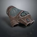 Brown Leather Work Glove With Gray Lining Vent Holes And Separate Fingers Design