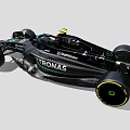 Mercedes Formula 1 Race Car With Black Body Yellow Accents Aerodynamic Wheels And Petronas Logo 3d model