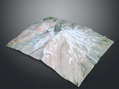 3D Snow Covered Mountain Landscape With Green Vegetation And Terrain 3d model