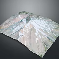 3D Snow Covered Mountain Landscape With Green Vegetation And Terrain