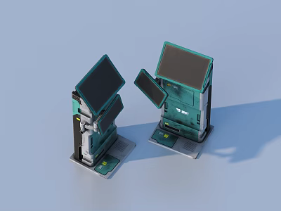 Green Foldable Devices With Screen And Base Design For Dual Use 3d model