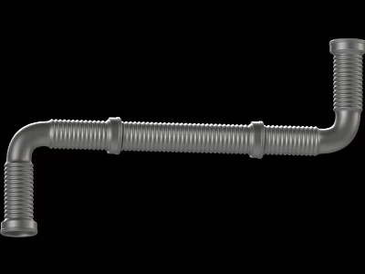 Corrugated Metal Pipe with Bent Design and Threaded Ends for Plumbing Connection 3d model