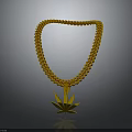 Gold Chain Necklace with Thick Link Design and Marijuana Leaf Pendant Hip Hop Accessory