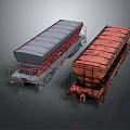 Two Freight Train Cars In Different Conditions Blue Covered And Red Rusted Design