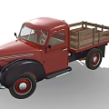 Vintage Red Classic Truck With Wooden Flatbed And Retro Design