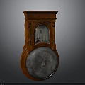 Vintage Wooden Wall Clock With Carved Details Ornate Top And Glass Panel