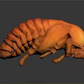 Orange Shiny Creature like 3D Model With Segmented Body Floating On Dark Background 3d model