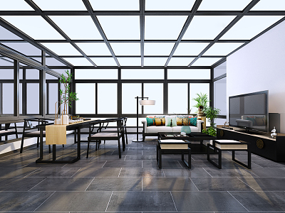 New Chinese style sun room roof sun room 3d model