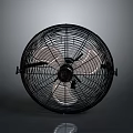 Modern Black Electric Fan With Metal Grille And Rotating Blades For Home Use