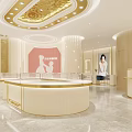 Luxurious Jewelry Store Interior With Elegant Display Cases Ornate Ceiling Lights And Modern Gold Tones