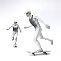 Men Riding Skateboards Wearing White Tank Tops Black Shorts And Caps