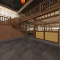 Traditional Chinese Restaurant Interior Design With Hanging Lanterns Decorative Tree Open Counter And Fruit Displays