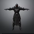 Man Wearing Black Armor With Red Details Standing Pose Arms Outstretched