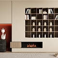 New Chinese-style decorative bookcase bookcase background wall 3d model