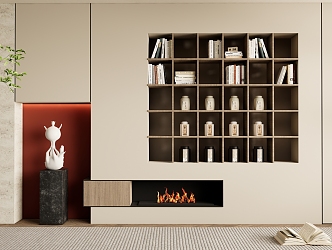 New Chinese-style decorative bookcase background wall 3d model