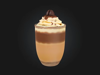 Layered Coffee Drink With Whipped Cream And Chocolate Beans On Top 3d model
