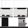 Sleek Modern Kitchen Interior With White Cabinets Range Hood Dishwasher And Cooktop