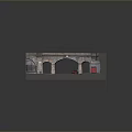 Detailed Street Scene Model Featuring Brick Arches Red Car Red Door And Signboard