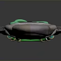3D Rendered Mechanical Device With Circular Structure Green Elements Gray Body And Yellow Accents