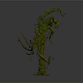 Enchanted Green Tree Creature Formed By Twisted Vines And Gnarled Roots
