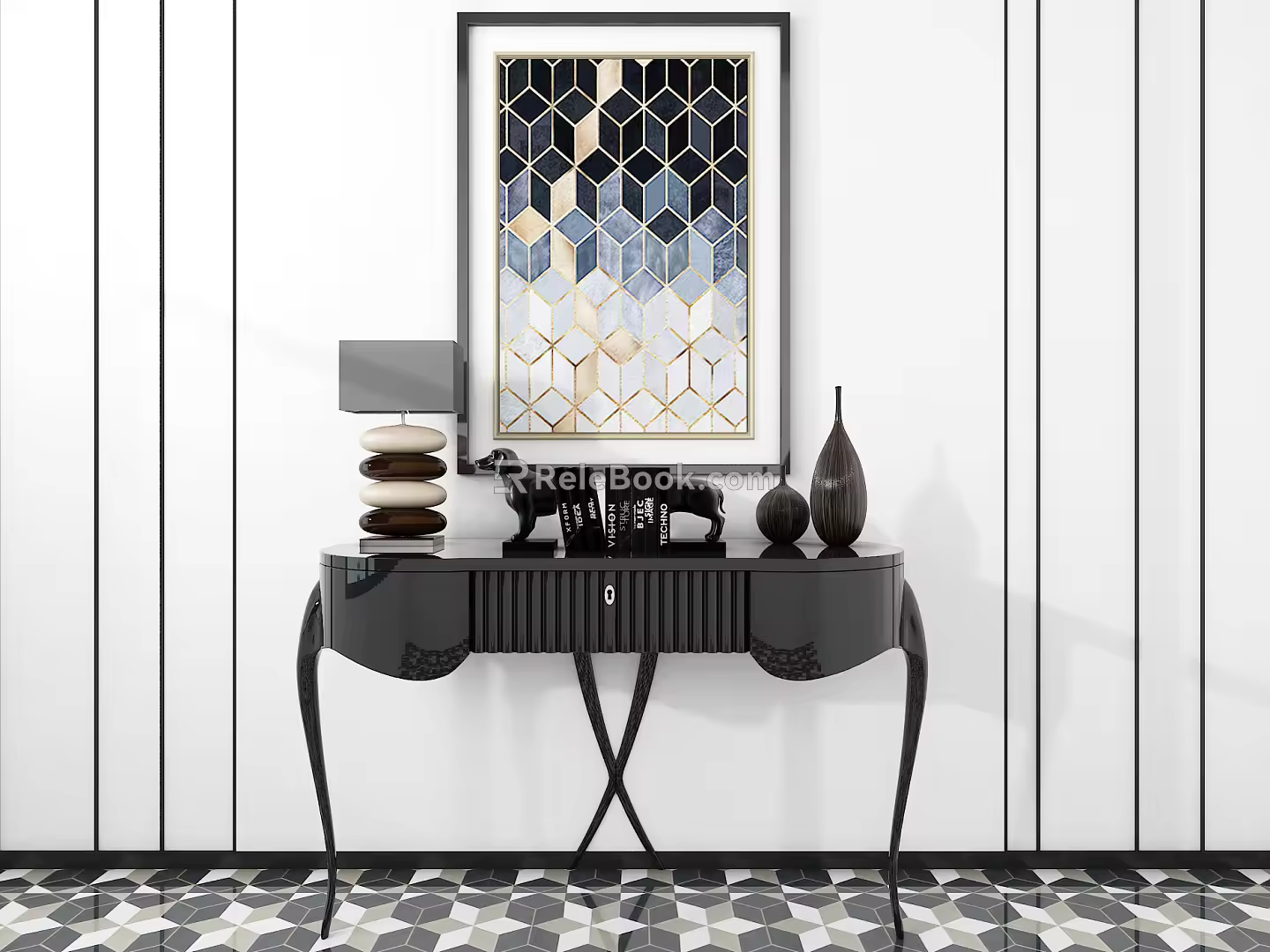 Post-modern end-view platform porch end-view platform ornaments hanging painting decorations 3d model