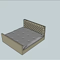 Elegant Double Bed With Tufted Headboard Wooden Frame And Bedside Lamp