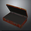 Open Red Box With Gold Trim And Black Interior Featuring Handle 3d model
