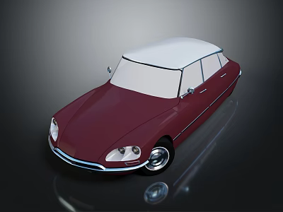 Vintage Dark Red Sedan With White Roof And Sleek Classic Design 3d model