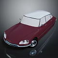 Vintage Dark Red Sedan With White Roof And Sleek Classic Design