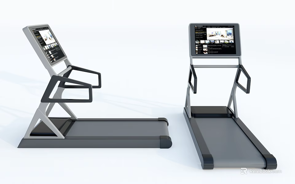 Contemporary Treadmill Design With Digital Screen And Sturdy Ergonomic Handrails 3d model 