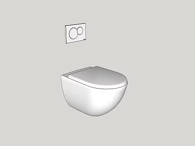Wall Mounted Toilet With Wall Flush Panel And Sleek White Ceramic Design 3d model