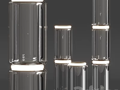 Modern Glass Floor Lamps with Transparent Design Multiple Units Glowing Base and Reflective Surface 3d model
