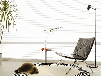 Modern Leisure Chair Single Sofa Single Chair Floor Lamp Venetian Blinds model