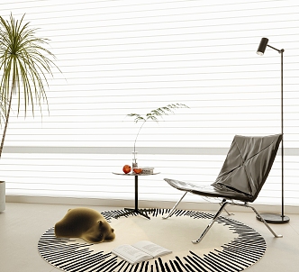 Modern Leisure Chair Single Sofa Single Chair Floor Lamp Venetian Blinds 3d model