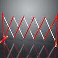 Red Telescopic Barrier With White Stripes And Foldable Safety Design Structure