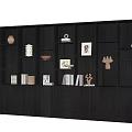 Modern Large Wooden Bookcase With Open Shelves Closed Cabinets And Decorative Items