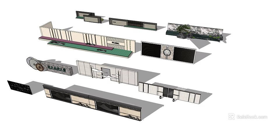 Modern Feature Wall Design Ideas With Various Structural And Decorative Elements 3d model